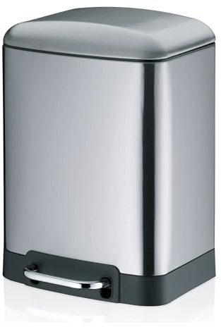kela Cestino a pedale 6 l, cestino per cosmetici con coperchio Silent Close, chiusura automatica DAVINO, cestino da bagno in acciaio inox con secchio interno, opaco