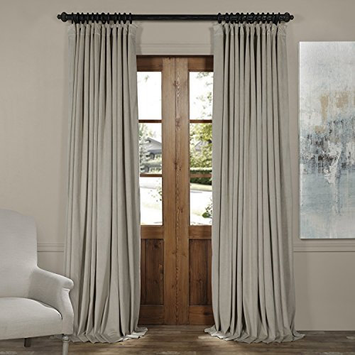 HPD Half Price Drapes VPCH-Vet-P VPCH-VET160405-120 Verdunkelungsvorhang Samt Extra Breit 100 x 120 cm, Cool Beige, Polyester-Mischgewebe, 100 in x 120 in