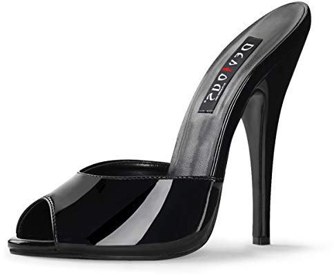 Higher Heels PleaserUSA Pantoletten Domina-101 Lack schw. Gr. 40