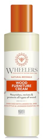 Wheelers Natural Wood Furniture Cream, 300ml | Nourishes and Protects All Types of Wood, Natural Beeswax Furniture Polish Infused with Essential Oils