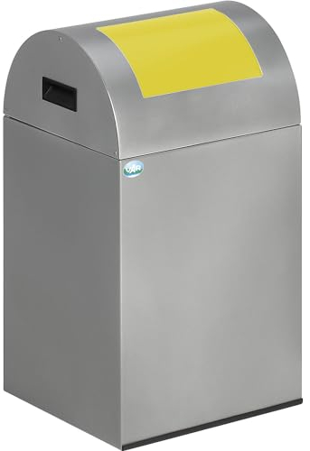VAR | Selbstlöschender Wertstoffsammler | Volumen 43 l | HxBxT 600 x 320 x 320 mm | silber | Klappe gelb