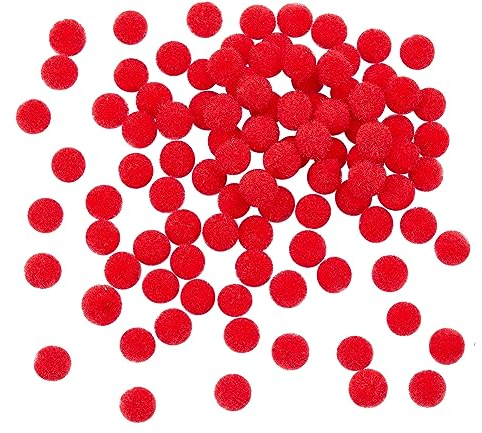 PandaHall 50 Stück 10mm Mini Wolle Pompons Kinder zum Basteln Toll Figuren und Dekoration für Handwerkmachen und Hobbybedarf Rot