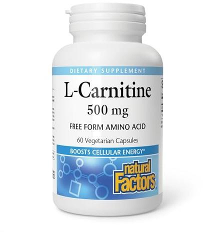 Natural Factors, L-Carnitine 500 mg, Energy Support, 60 Capsules (60 Servings)