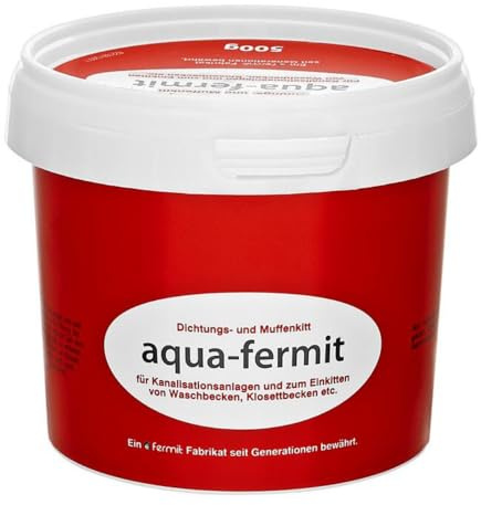 Schläfer 185900 FERMIT Aqua-Fermit Dichtungs-und Muffenkitt, besonders geeignet zum Einkitten von Wasch/Klosettbecken im Anschlussbereich an die Kanalisation, 500 g, 1 Stück,