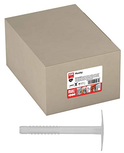 TOX 8 x 140 mm, witterungsbeständiger Dübel für Dämmstoffplatten, einfache Schlagmontage ohne Wärmebrücken Karton, Dämmstoffdübel Husky, Schlagdübel mit Kunststoffnagel, 50 Stück, 02210246, Weiß