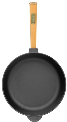 BIOL 4BIG.fun Gusseisen Pfanne 26 cm Bratpfanne mit Holzgriff abschraubbar BRIZOLL Frying Pan Induktion