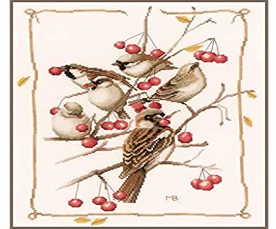 Lanarte Sparrows and Currant Bush (Evenweave), NA, 31 x 40cm