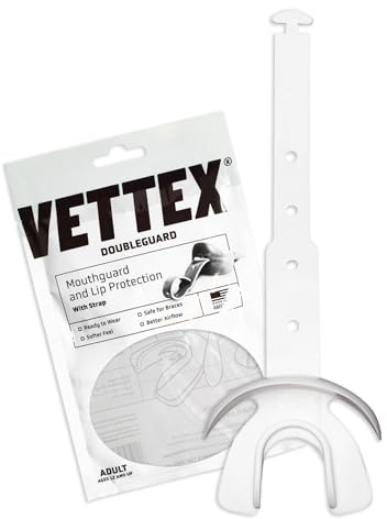 Markwort Vettex Doubleguard Mouthguard for Football, Lacrosse, MMA, Boxing, Braces - Breathable Doubleguard with Lip Protection and Strap,White