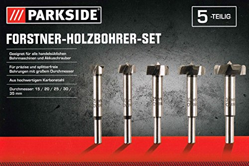 Parkside® Forstner 275241 - Set di punte per legno, acciaio al carbonio di alta qualità