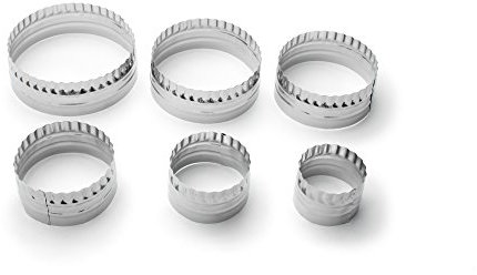 Fox Run 3691 Plain and Crinkled Circle Cookie Cutter Set, Double Sided, Stainless Steel, 6-Piece