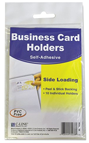C-Line 70238 Selbstklebende Visitenkartenhalter, Seitenladung, 8,9 x 5,1 cm, transparent, 1 Stück