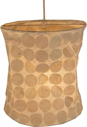 Runde Boho Papier Hängelampe, handgeschöpfter Lampenschirm, naturweiß | Faltbarer Lampenschirm aus Lokta Papier, einzigartiges Design, ideal für kreative Wohnräume, vielseitig einsetzbar.