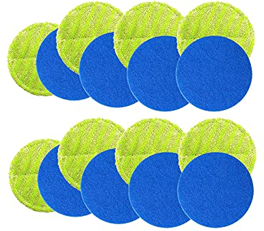 électronique sans Fil de Remplacement de Balai à Franges à récurer Pads, 8 Patins en Microfibre et 8polisher Coussinets pour Une Utilisation en intérieur