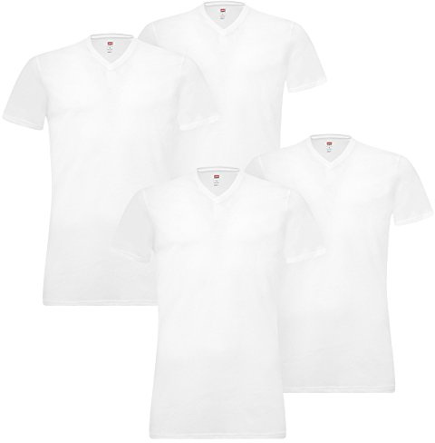 Pack de 4 camisetas Levis con cuello en V para hombre, cuello de pico, 300 - blanco, S