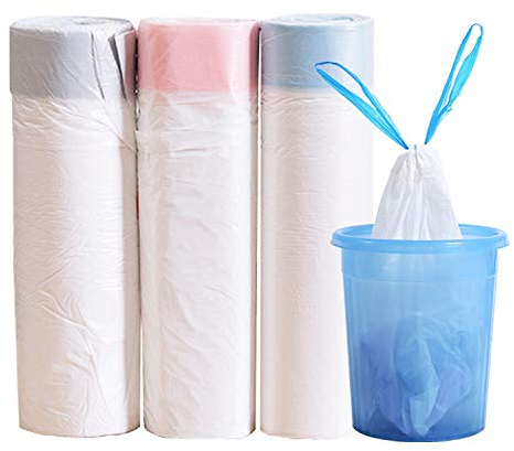3 Rolls 15L Bin Bags Bin Liners Drawstring Rubbish Bags , Small Bin Bags Degradable Trash Bags Unscented Indoor Garbage Bags for Bedroom Kitchen Office （45x50cm, 15L）
