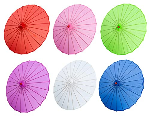 THY COLLECTIBLES Set of 6 22 Kid's Size Japanese Chinese Umbrella Parasol for Wedding Parties, Photography, Costumes, Cosplay, Decoration - 6 Assorted Colors