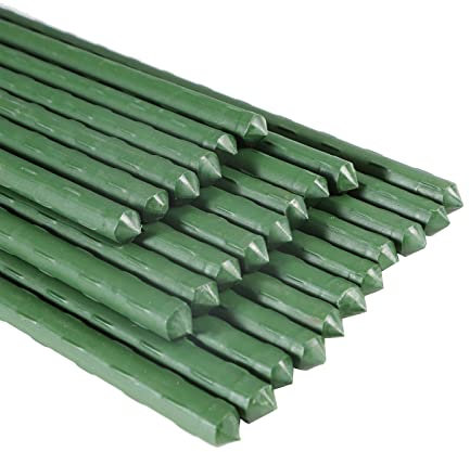 Garmeinea Garden Stakes 36 Inches Plastic Coated Steel Plant Stakes for Growing Climbing Plants, Pack of 25