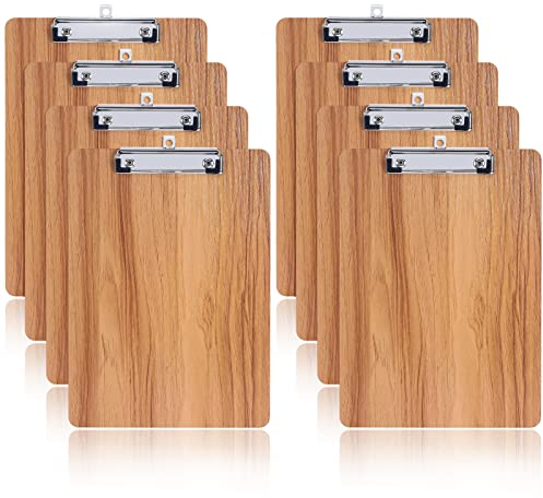 LELADY Klemmbrett Holz A4, 8 Stück Schreibbrett Klemmbrett mit Metalklemme, Zwischenablage Schreibblock Clipboard A4 für Büro Schule Restaurant