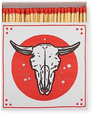 Saint No Skull, Luxury Long Matches, Giant Square Art Matchbox, Red Tipped Coloured Large Matchsticks, Fireside Candles Housewarming Gift