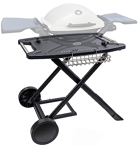 Carro portátil para Weber Q1200, Q1000, Q2200, Q2000, Q2400, carrito plegable para barbacoa al aire libre, soporte portátil para parrillas de gas Weber Q Series y Ninja Woodfire serie OG700