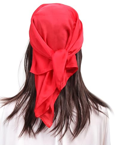 MEANBEAUTY Bandana Seide Schals Quadratisches Satin Kopftuch für Damen Haarschal 70x70cm mit Geschenkbox-Rot