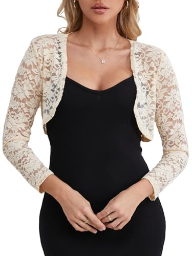 fuinloth Bolero Donna Elegante Pizzo Matrimonio Corto Cerimonia Serale