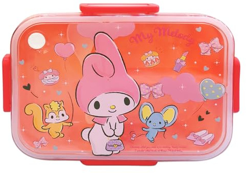Roffatide Cartoon Cute gedruckt All-in-One Bento Boxen mit Löffel Kawaii 4-Punkt-Schloss Typ Lunch Box Behälter für Lebensmittel Obst Snack