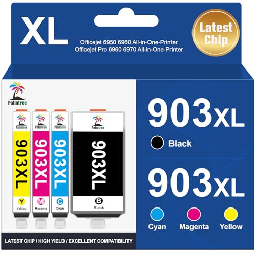 Palmtree 903XL Compatible Cartuchos de Tinta para HP 903XL Pack Cartuchos de Tinta para HP Officejet 6950 6960 Officejet Pro 6960 6970 All-in-One Impresora (Paquete de 4)