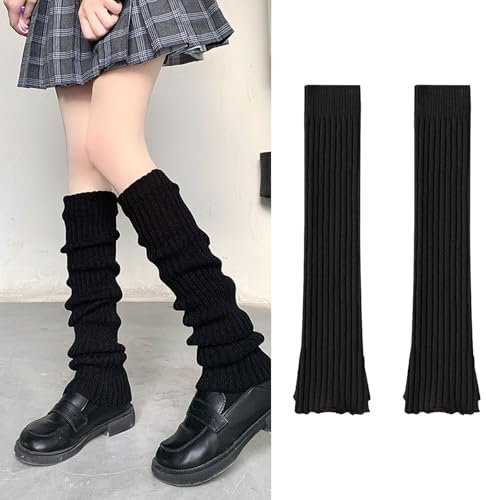 Damen-Beinlinge aus weicher Wolle – Winter-Strick-Stulpen für Mädchen und Damen, knielang, lange elastische Socken für Sport, Mode und Kälte