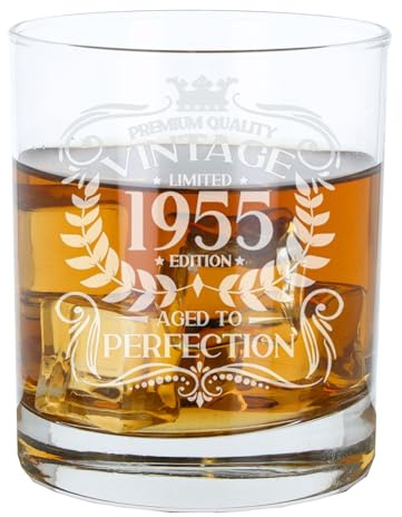 Always Looking Good 71st Birthday Gift for Men Vintage 1955 Aged to Perfection Engraved Whiskey Glass Present for 71 Year Old Etched Whisky Bourbon Scotch Lowball Tumbler Glasses