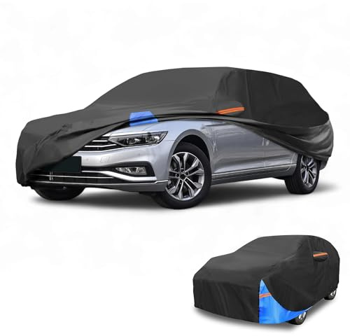 Partuto Universal Autoabdeckung Für Kombi 177-190 1 STK. Wasserdicht | Schwarz, Blau, 190T Polyester, 485x185x140cm, Sonnenschutz, Regenschutz, Atmungsaktiv, Staubschutz, Elastisches Band