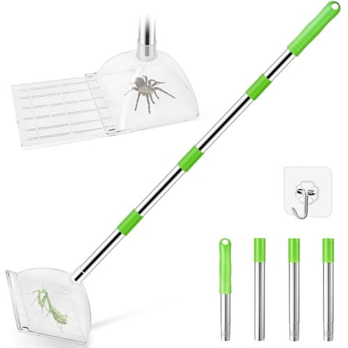 Herefun Cattura Ragni, Attrezzo Cattura Insetti Vivi, Acchiappa-Ragni e Insetti, Trappola per Insetti Extra Lungo con Manico, Acchiappa Cimici, Trappola Ragni, Strumento per Cattura Rapida di Insetti