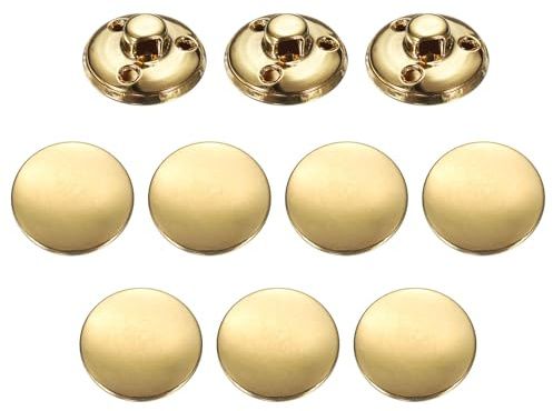 QUARKZMAN 10pz Pulsante in Metallo Anticato 18mm Pulsante in Metallo Rotondo Pulsante da Cucire in Ottone Sostituzione Pulsante per Uomo Donna Blazer Giacca in Lana Camicia Giacca, Oro