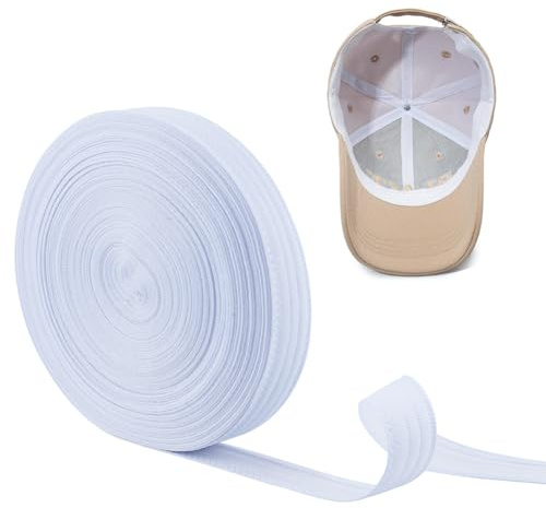 NBEADS 30m Bandeau Intérieur Anti-Transpiration, Coussinets Absorbants en Polyester Doublure Réductrice de Taille de Chapeau pour Fournitures de Transpiration pour le Golf le Baseball, Blanc, 30x0.8mm
