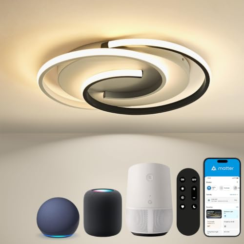 BAYHT Deckenlampe Smart Deckenleuchte Dimmbar with Matter, Kompatibel Mit eWeLink App - Moderne Led Deckenleuchte mit Fernbedienung, 24W 2400LM, ideal für Wohnzimmer Schlafzimmer