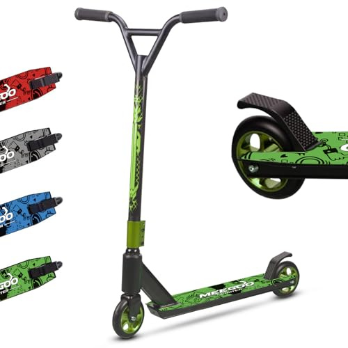 MEE GOO Pro Freestyle Stunt-Scooter ABEC-10 Kugellager, leichter Trick-Scooter aus Legierung mit Alu-Rad, Rahmen bis 100 kg für Fortgeschrittene und Anfänger, Skatepark