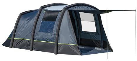 Campout Aufblasbares Tunnelzelt – 455 x 270 cm – Familienzelt für 4 Personen – Abgedunkelte Schlafkabinen – TPU-Schläuche – Wasserdichtes Zelt – Belüftungsöffnungen – 2 Schlafkabinen – Inklusive P