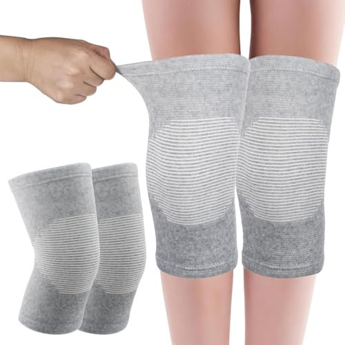 GGUFAY 2 unidades de rodilleras ortopédicas de bambú,con compresión,rodilleras de bambú, rodilleras para hombres y mujeres, para voleibol, entrenamiento, rodillera, artrosis, rodillera, deporte(L)