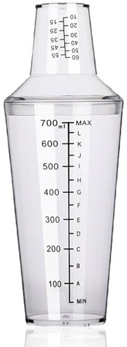 Miscelatore per bevande a mano da 700 ml, 2 stadi trasparenti resistenti alle cadute, bottiglia shaker per coctail con scala per vino e tè