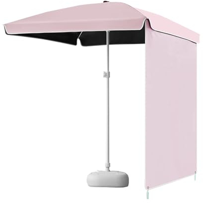 Outdoor Terrassenschirm mit Sockel, Sonnenschutz mit Vorhang, Strand- & Poolschirm, Gartenschirm (Rosa, 200 x 240 cm) – UV-Schutz, verstellbarer Winkel, langlebiges Baldachin