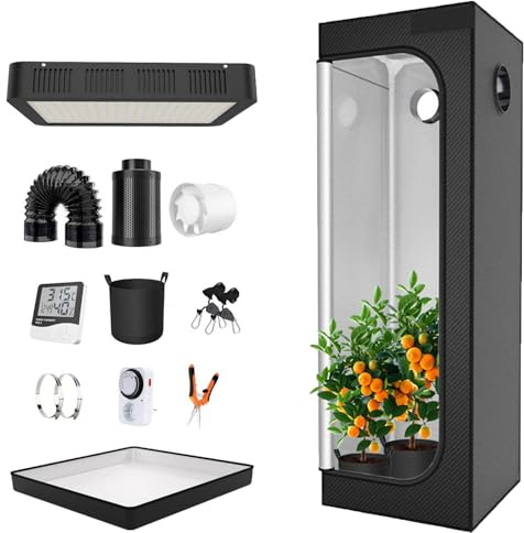 Kit completo de armario de cultivo hidropónico para plantas de interior, cuarto oscuro y accesorios de cultivo hidropónico, con ventana de observación, bolsa de herramientas y bandeja de suelo, 80 x