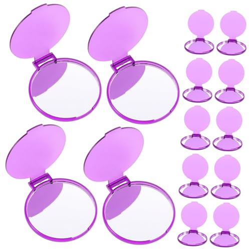 HAMPPLIES Specchio Tascabile Rotondo Pieghevole per Trucco in Plastica 24 Pezzi Specchietto Portatile Compatto per Donne e Ragazze Colore Casuale