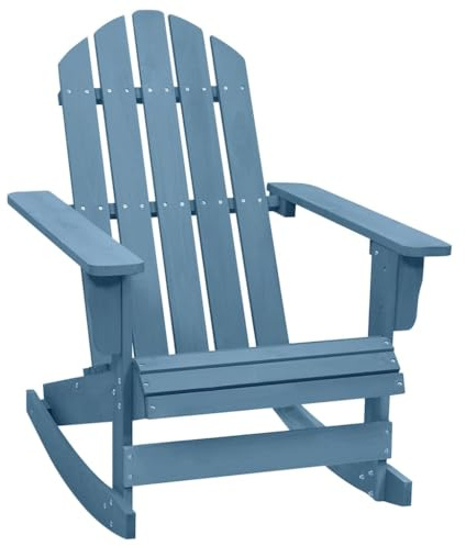 HaoChrymec Mecedora de Exterior, Silla Mecedora de Madera Maciza de Abeto, Diseño Ergonómico y Resistente a la Intemperie, Sillón Balancín para Jardín y Terraza, Color Azul, 70 x 91.5 x 92 cm