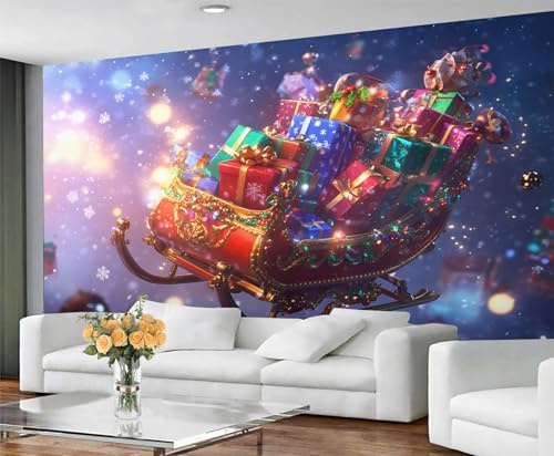 GIVLWF Tapete – Fantasy lila Schlafzimmer-Tapete, Weihnachtswandpapier für Wohnzimmer, großes Wandbild und Raumdekoration, Kindertapete, nicht selbstklebend