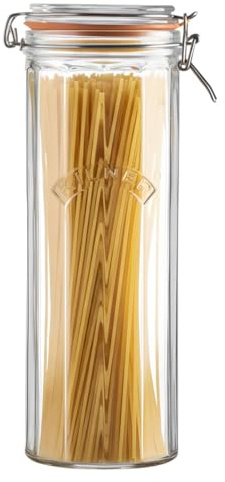 UNIQUE HOME LIVING Kilner 2.2L Glass Spaghetti Pasta Storage Jar with Lid, Tall Airtight Food Storage Container, Kitchen Pantry Glass Canister Container for Pasta Noodles Flour Cereal Coffee Beans