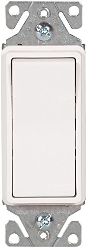 Eaton 7511W 15 Amp 120/277V Heavy-Duty Grade Single-Pole Decorator Lighted Switch with Back & Push Wire Without Wallplate, White