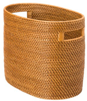 KOUBOO Laguna Rattan Magazine Rack – Stylish Woven Basket for Organizer Books, Magazines & Home Storage – Decorative Storage Solution for Living Room, Office, Honey Brown