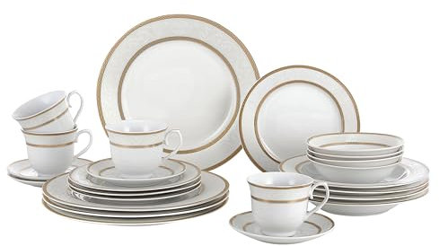 Porcelain Dinnerware Set, 24 Piece Service for 4 by Lorren Home Trends: Amelia Design