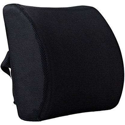 HomDSim Memory Foam Lumbar Cushion Lower Back Support Pillow Posture Correcting Car Seat Home Office Chair (Black)