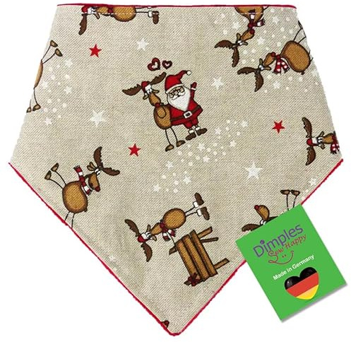 Dimples Hundehalstuch - Weihnachten Weihnachtsmann Party - Halstuch, Bandana, Dreieckstuch für Hunde Welpen und Katzen - Tier Handgemachtes Accessoire 25cm
